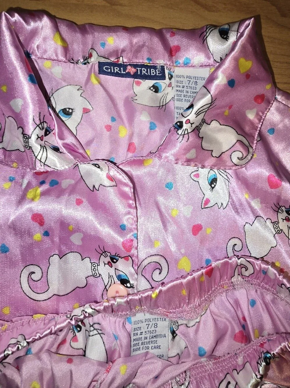 Girls' Pink Cat Print Pajama Set - Brand: Children's Place